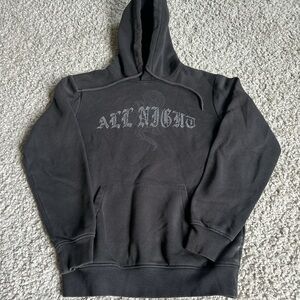 Divided Brown Hoodie with Graphic Print